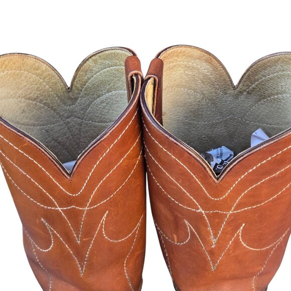 Vintage Brown Leather Cowboy Boots Mens 10.5 D Western Work Chore Rodeo - Picture 15 of 16